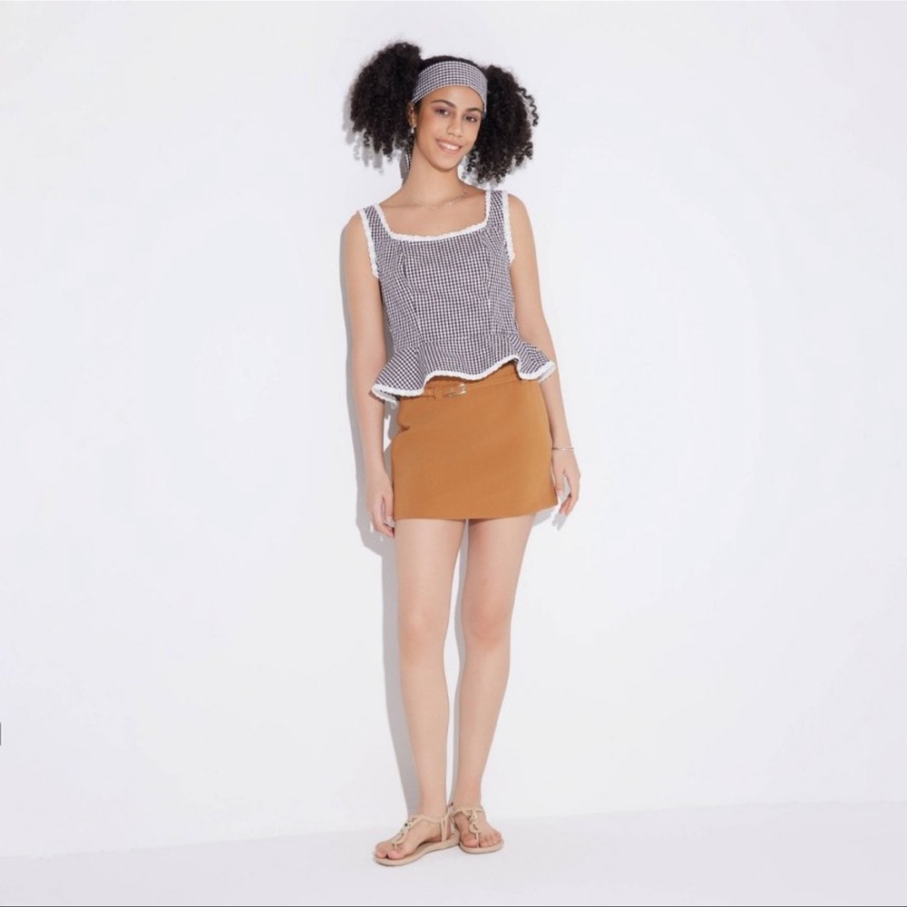 Wild Fable Brown and White Gingham Tank Top